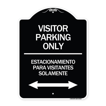 SIGNMISSION Bilingual Reserved Parking Visitor Parking Only Estacionamiento Para Visitantes, A-DES-BW-1824-24304 A-DES-BW-1824-24304